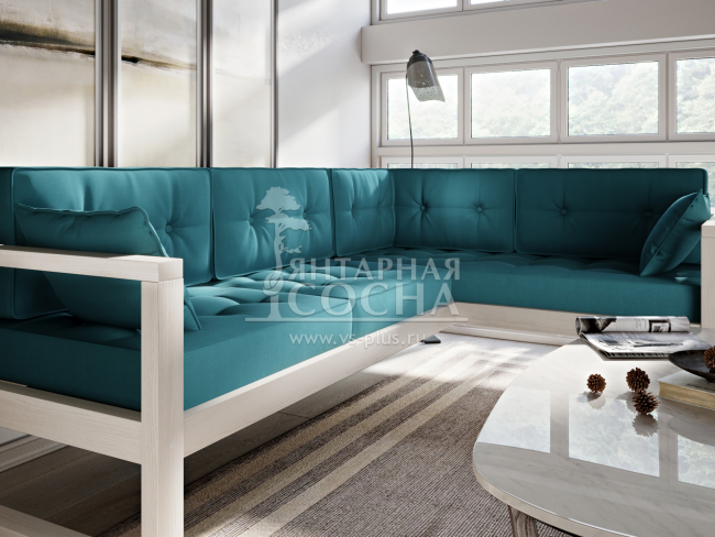 Диван Астер Угловой Velvet Белый Blue Диван Астер Угловой Velvet Белый Blue