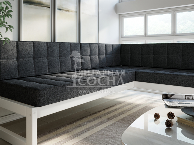 Диван Сега Угловой Textile Белая эмаль Grafit Диван Сега Угловой Textile Белая эмаль Grafit