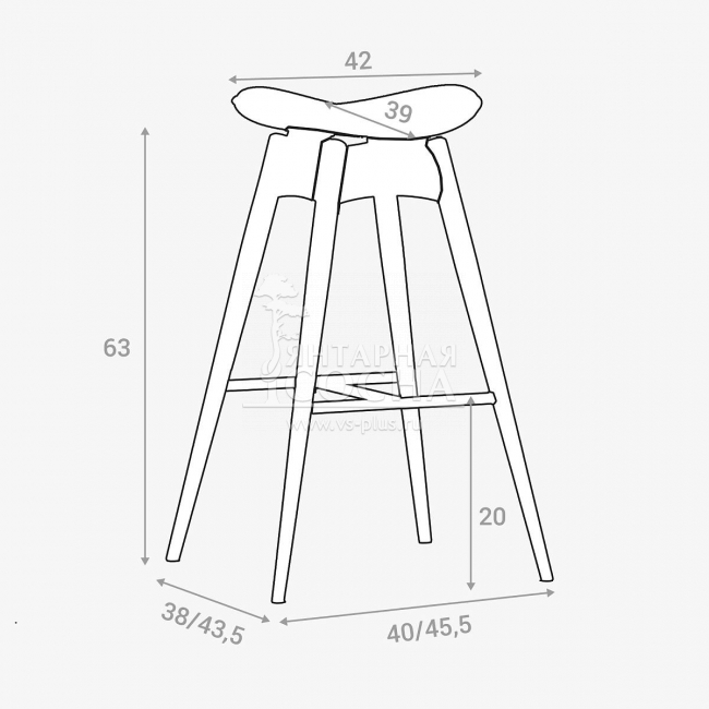Стул полубарный Анастасия без спинки из массива дуба (кожа) Стул полубарный Анастасия без спинки из массива дуба (кожа)