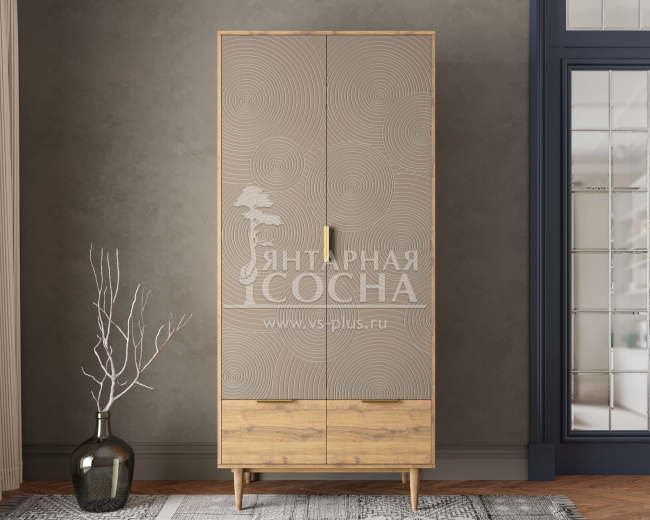 Шкаф двухстворчатый  с ящиками "Line" R26/beige Шкаф двухстворчатый  с ящиками "Line" R26/beige