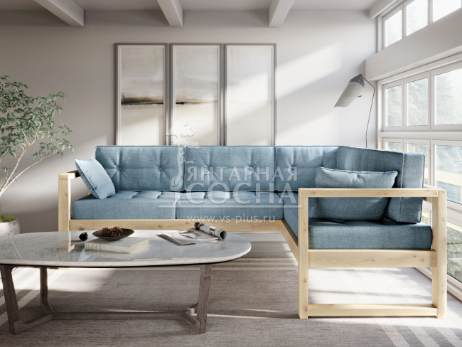 Диван Астер Угловой Textile Сосна Blue Диван Астер Угловой Textile Сосна Blue