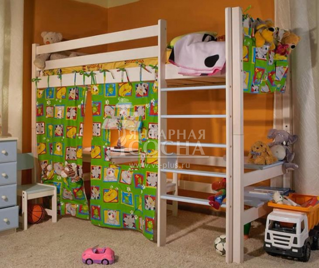 Кровать верхнеярусная с лестницей Классик №2 Кровать верхнеярусная с лестницей Классик №2