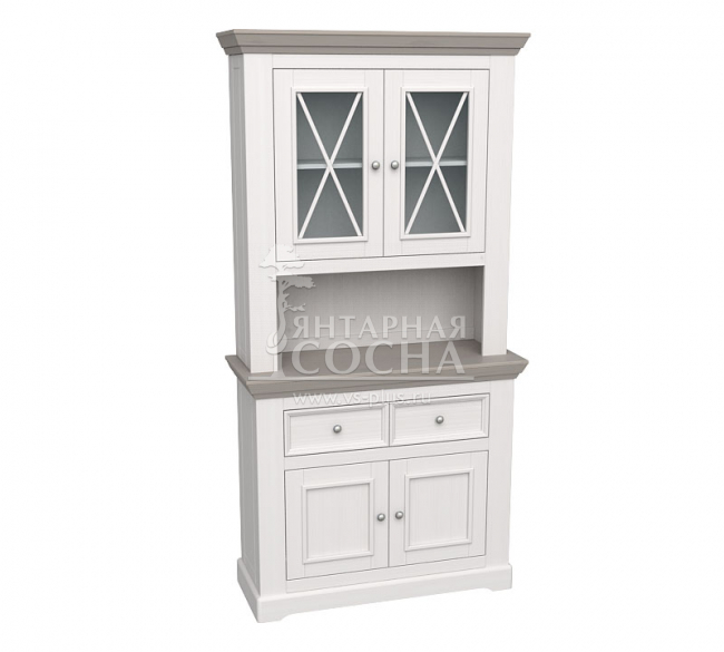 Надстройка комода (буфет большой) Форест 3 двери 2 ящика белый воск/антрацит Надстройка комода (буфет большой) Форест 3 двери 2 ящика белый воск/антрацит