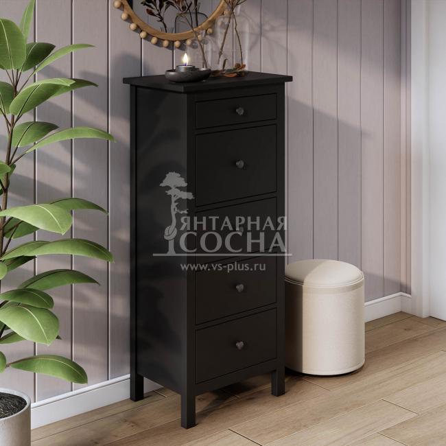 Комод узкий КЫМОР 5 ящиков Черный Комод узкий КЫМОР 5 ящиков Черный