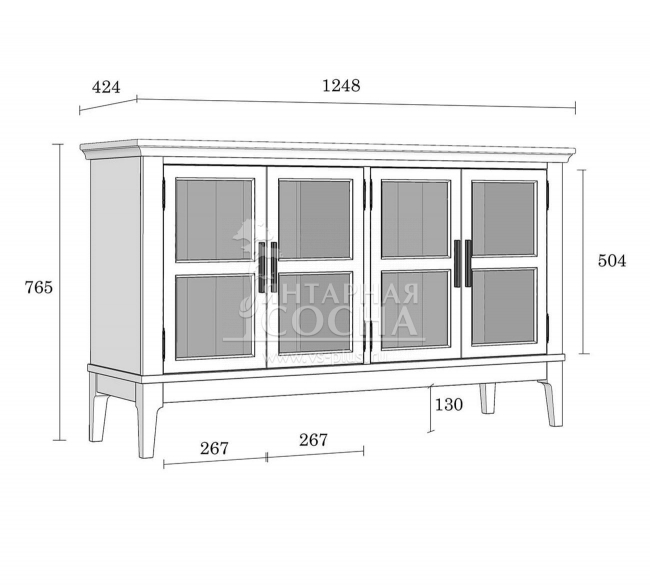Тумба под ТВ со стеклянными дверями Квадро-С 40 Тумба под ТВ со стеклянными дверями Квадро-С 40