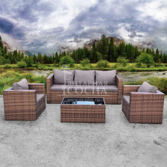 Комплект плетеной мебели AFM-302AL Brown Комплект плетеной мебели AFM-302AL Brown