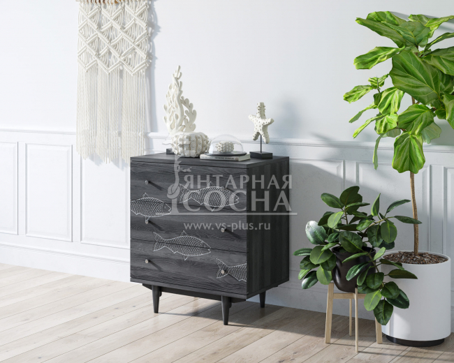 Комод "Boho" 3 ящика с рыбами арт BH02 Комод "Boho" 3 ящика с рыбами арт BH02