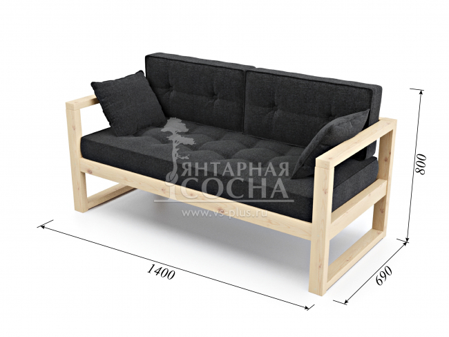 Диван Астер Мини Textile Сосна Black Диван Астер Мини Textile Сосна Black