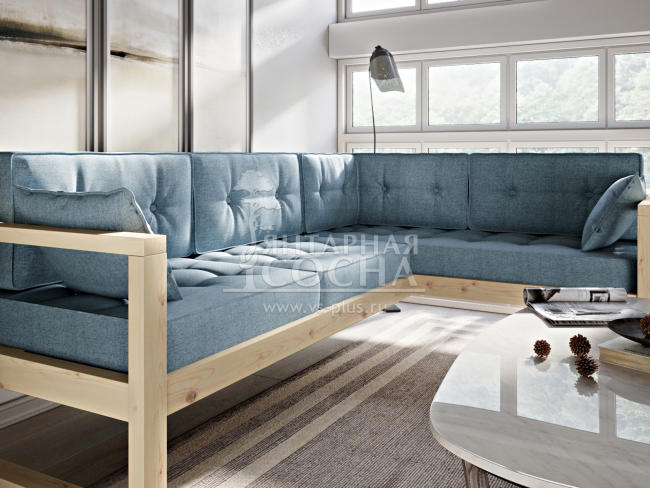 Диван Астер Угловой Textile Сосна Blue Диван Астер Угловой Textile Сосна Blue