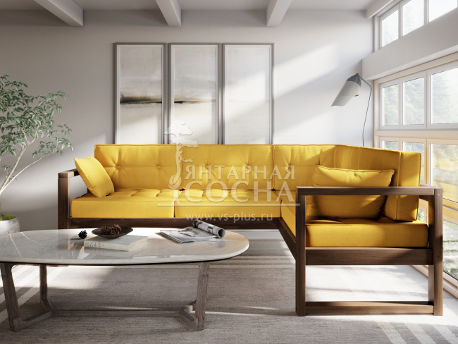 Диван Астер Угловой Velvet Орех Yellow Диван Астер Угловой Velvet Орех Yellow