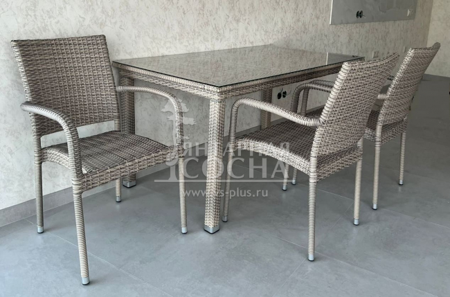 Комплект плетеной мебели T256C/Y376C-W85 Latte (4+1) + подушки на стульях Комплект плетеной мебели T256C/Y376C-W85 Latte (4+1) + подушки на стульях