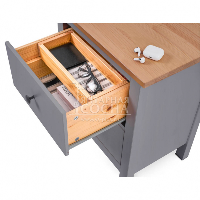 Тумба прикроватная КЫМОР 2 ящика Серая/Светло-коричневая Тумба прикроватная КЫМОР 2 ящика Серая/Светло-коричневая