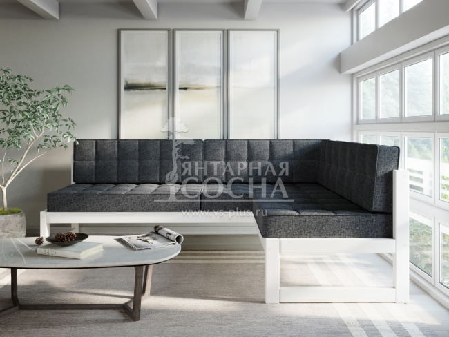 Диван Сега Угловой Textile Белая эмаль Grafit Диван Сега Угловой Textile Белая эмаль Grafit