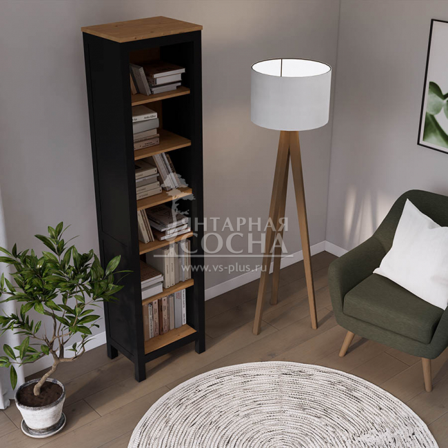 Стеллаж узкий открытый КЫМОР 49 Черный/Светло-коричневый Стеллаж узкий открытый КЫМОР 49 Черный/Светло-коричневый