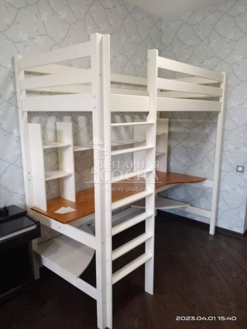 Кровать верхнеярусная с лестницей Классик №3 Кровать верхнеярусная с лестницей Классик №3