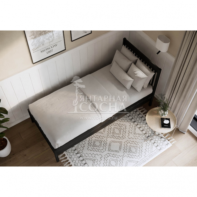 Кровать односпальная ИЛЕКСА 90х200 Черная Кровать односпальная ИЛЕКСА 90х200 Черная