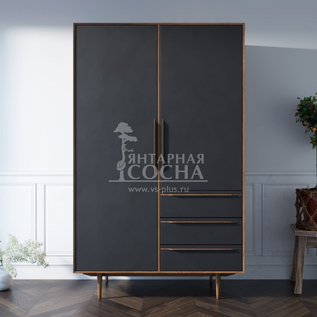 Шкаф в скандинавском стиле "Bruni Black" с ящиками арт BR27Black Шкаф в скандинавском стиле "Bruni Black" с ящиками арт BR27Black