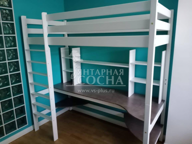Кровать верхнеярусная с лестницей Классик №3 Кровать верхнеярусная с лестницей Классик №3