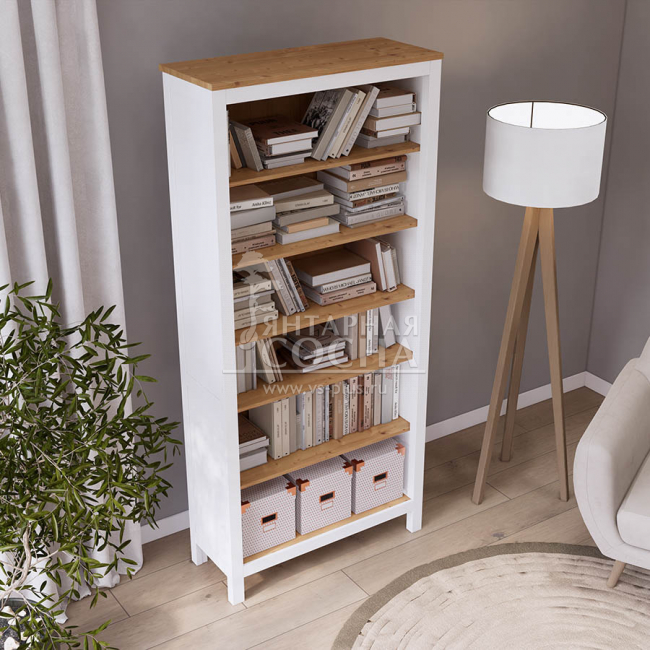 Стеллаж открытый КЫМОР 90 Белый/Светло-коричневый Стеллаж открытый КЫМОР 90 Белый/Светло-коричневый