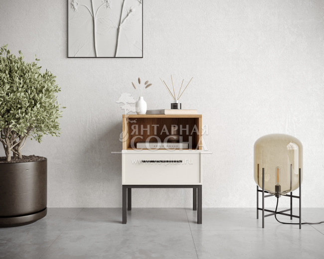 Тумбочка с нижним ящиком "Nicole" арт NEM17 Белый Тумбочка с нижним ящиком "Nicole" арт NEM17 Белый