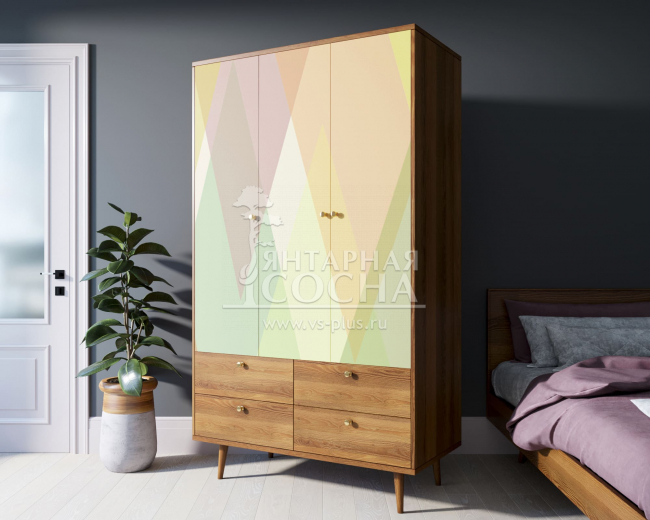 Шкаф трехстворчатый "Berber" принт 16 арт BB02/Print_16 Шкаф трехстворчатый "Berber" принт 16 арт BB02/Print_16