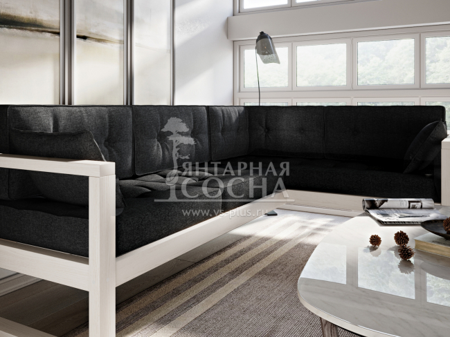 Диван Астер Угловой Textile Белый Black Диван Астер Угловой Textile Белый Black