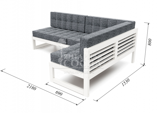 Диван Сега Угловой Textile Белая эмаль Grafit Диван Сега Угловой Textile Белая эмаль Grafit