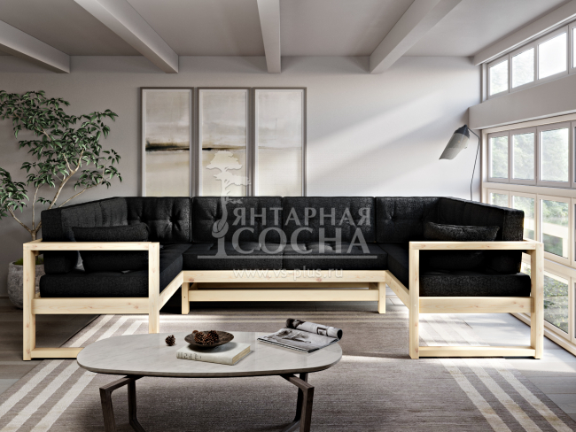 Диван Астер П-образный Textile Сосна Black Диван Астер П-образный Textile Сосна Black