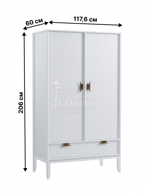 Шкаф для одежды 2х дверный Бридж белый лак Шкаф для одежды 2х дверный Бридж белый лак