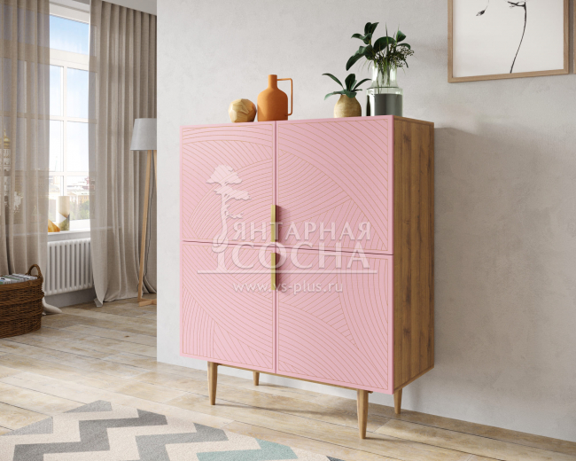 Большой комод с четырьмя дверками "Line" LN03/GR1/pink Большой комод с четырьмя дверками "Line" LN03/GR1/pink