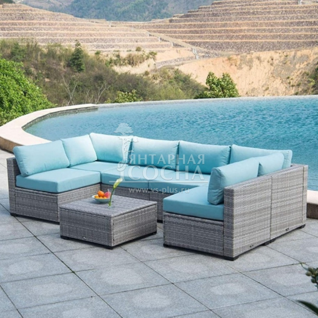 Плетеный модульный диван YR822BM Beige/Mint Плетеный модульный диван YR822BM Beige/Mint