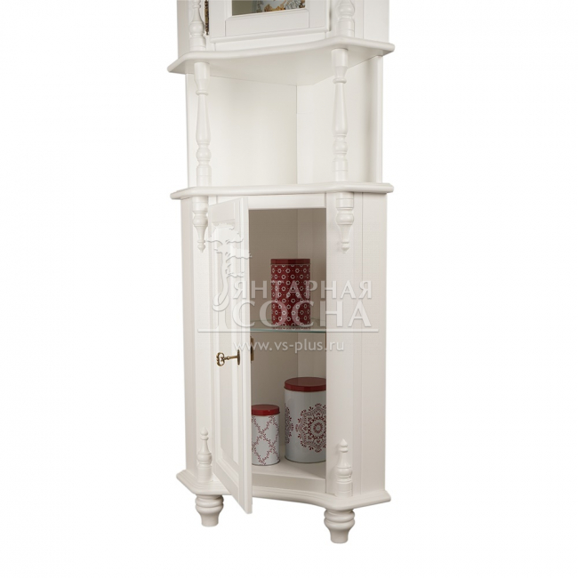 Шкаф Скандия угловой с подсветкой, стекло с витражной сеткой, левое открывание Шкаф Скандия угловой с подсветкой, стекло с витражной сеткой, левое открывание