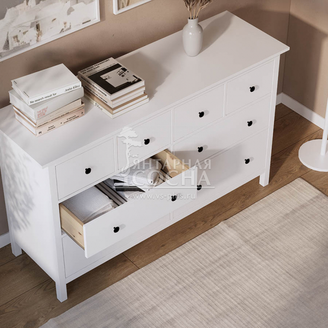 Комод широкий КЫМОР 8 ящиков Белый Комод широкий КЫМОР 8 ящиков Белый