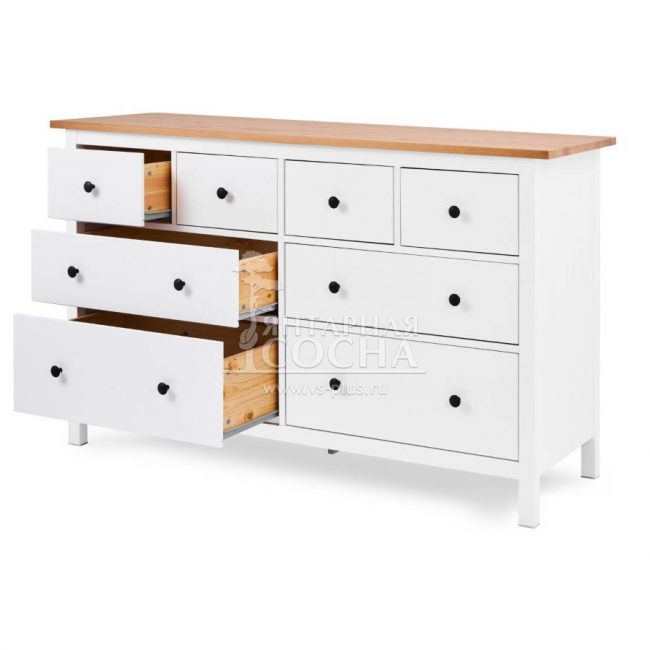 Комод широкий КЫМОР 8 ящиков Белый/Светло-коричневый Комод широкий КЫМОР 8 ящиков Белый/Светло-коричневый
