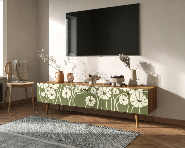 Комод "Berber" с ящиками низкий под TV арт BB19/Print_53 Комод "Berber" с ящиками низкий под TV арт BB19/Print_53
