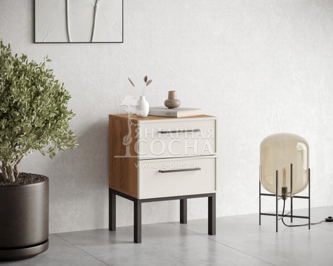 Тумбочка с двумя ящиками "Nicole" арт NEM16 Белый Тумбочка с двумя ящиками "Nicole" арт NEM16 Белый