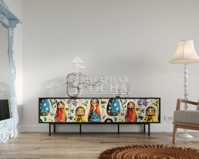 Комод с четырьмя дверками и двумя ящиками "Emerson" Матрешки арт EM04/Art04 Комод с четырьмя дверками и двумя ящиками "Emerson" Матрешки арт EM04/Art04