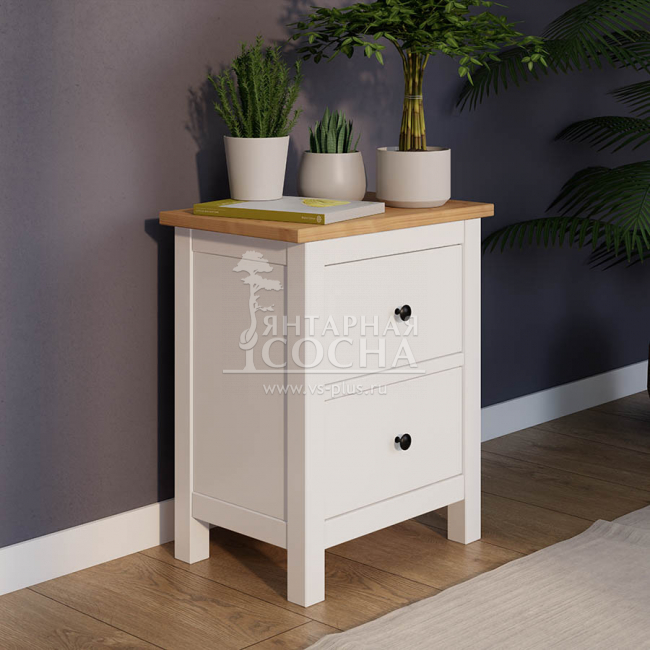 Тумба прикроватная КЫМОР 2 ящика Белая/Светло-коричневая Тумба прикроватная КЫМОР 2 ящика Белая/Светло-коричневая