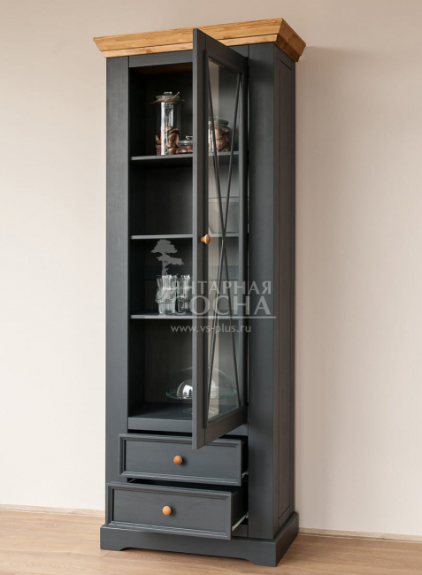 Шкаф для посуды Форест Графит узкий 1 дверь 2 ящика Шкаф для посуды Форест Графит узкий 1 дверь 2 ящика