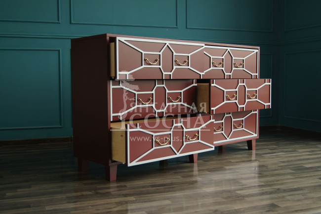 Бордовый комод "Emerald" 6 ящиков арт DSC348ETG/R Бордовый комод "Emerald" 6 ящиков арт DSC348ETG/R