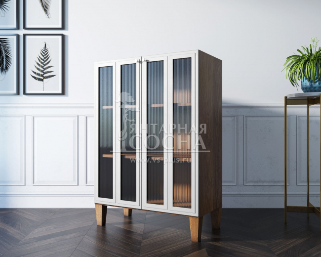 Шкаф-буфет "Andersen" малый с рифлеными стеклами арт AN18/1WH Шкаф-буфет "Andersen" малый с рифлеными стеклами арт AN18/1WH