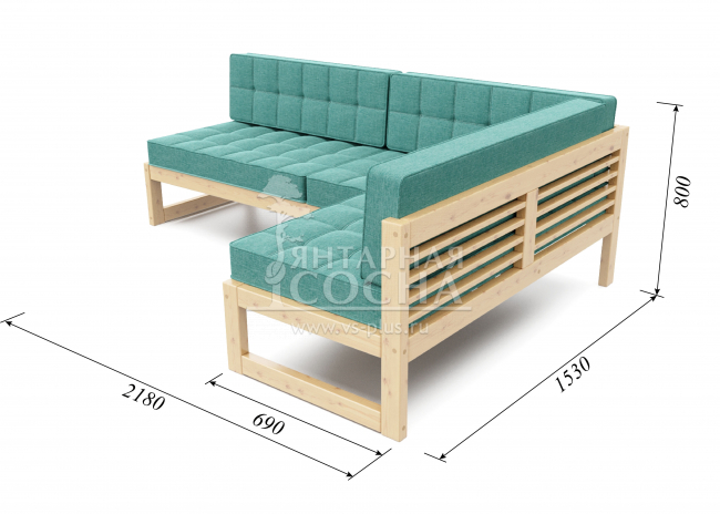 Диван Сега Угловой Textile Сосна Turquoise Диван Сега Угловой Textile Сосна Turquoise