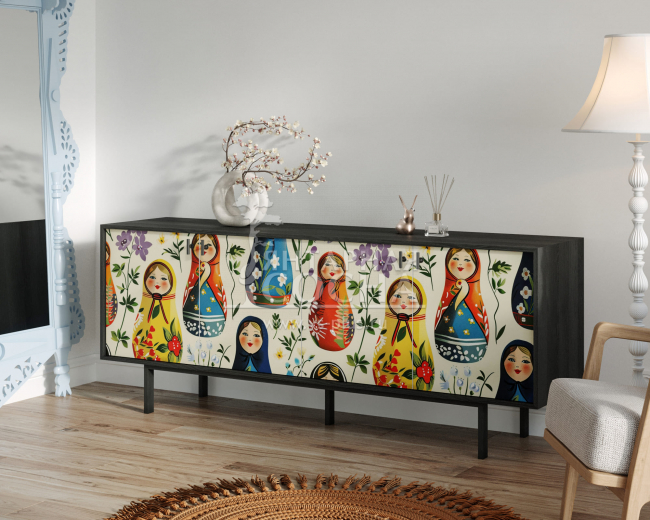 Комод с четыремя дверками "Emerson" Матрешки арт EM01/Art04 Комод с четыремя дверками "Emerson" Матрешки арт EM01/Art04