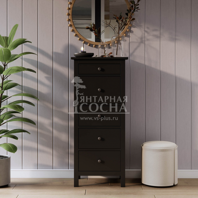 Комод узкий КЫМОР 5 ящиков Черный Комод узкий КЫМОР 5 ящиков Черный