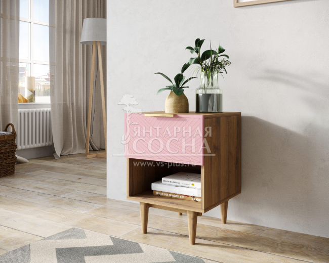 Тумбочка с верхним ящиком "Line" LN10/GR1/pink Тумбочка с верхним ящиком "Line" LN10/GR1/pink