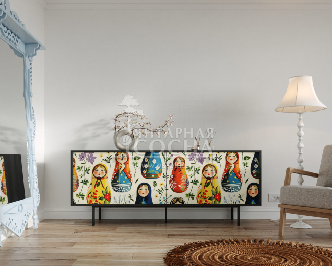 Комод с четыремя дверками "Emerson" Матрешки арт EM01/Art04 Комод с четыремя дверками "Emerson" Матрешки арт EM01/Art04