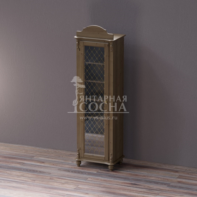Шкаф-витрина Скандия 1-ств высокий, стекло с витражной сеткой, левое открывание Шкаф-витрина Скандия 1-ств высокий, стекло с витражной сеткой, левое открывание