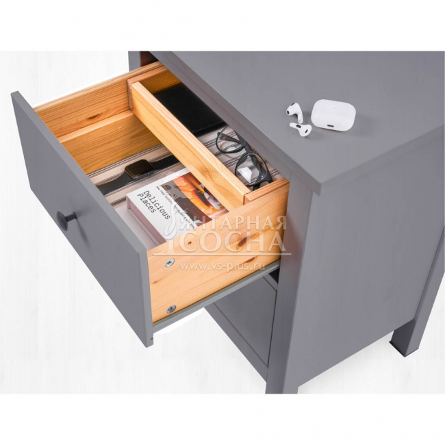 Тумба прикроватная КЫМОР 2 ящика Серая Тумба прикроватная КЫМОР 2 ящика Серая