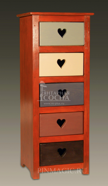 Шифоньер 5 ящиков с сердцем Шифоньер 5 ящиков с сердцем