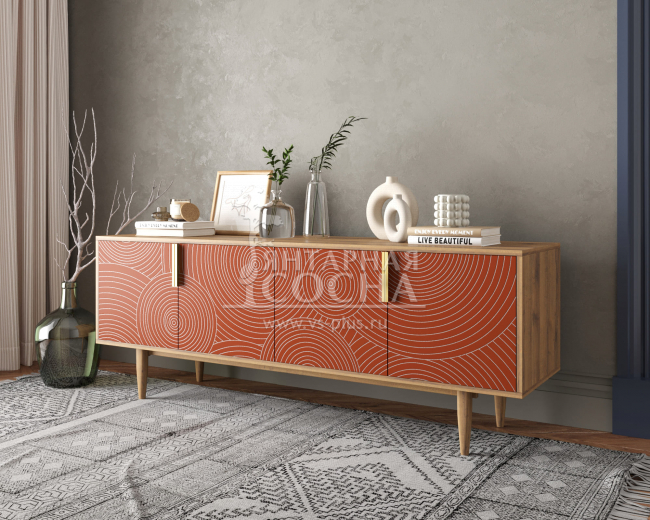 Комод под TV с четыремя дверками "Line" R21/red Комод под TV с четыремя дверками "Line" R21/red